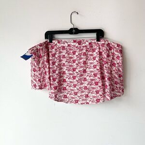 XXXL/3X Porridge Pink Floral Embroidered Strapless Crop Top